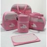 Kit Bolsa Maternidade - Bordada - 05 Peças - Tecido Impermeável - Mappyng Baby - Nuvem Rosa - 1