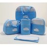 Kit Bolsa Maternidade - Bordada - 05 Peças - Tecido Impermeável - Mappyng Baby - Nuvem Azul Claro - 1