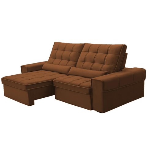Sofá Retrátil Reclinável para Sala 3 Lugares 210cm Nebrasca F04 Veludo Terracota - Lyam Decor