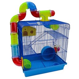 Gaiola Grande para Hamster Luxo 3 Andares - Azul - 2444 - 2