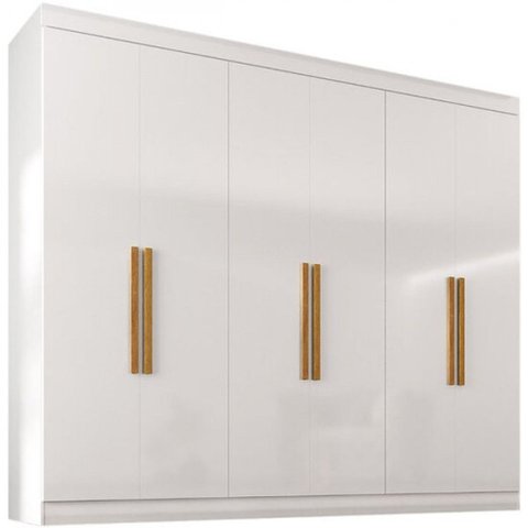 Guarda-roupa Casal 6 Portas 2 Gavetas Internas Mdf Branco Paris
