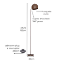 Ver imagem 3 de Luminária de Piso Abajur Chão Gardner Marrom Cortem
