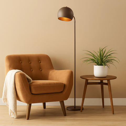 Luminária de Piso Abajur Chão Gardner Marrom Cortem