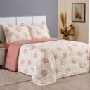 Ver imagem 2 de Kit Edredom Cobertor Zurique Queen Dupla Face Micropercal Estampado 400 Fios 3 Peças Floral Rosê Cla