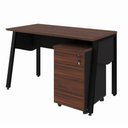 Ver imagem 2 de Mesa Escrivaninha 135cm x 60cm Tampo Chanfrado e Gaveteiro Móvel com 3 Gavetas F5 Office Cor:Louro
