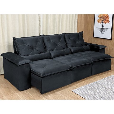 Sofá Retrátil Reclinável Confortável Várias Cores e Tamanhos Cor:preto;tamanho:2,70