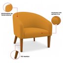 Ver imagem 3 de Poltrona Sala Decorativa Kit 2 Stella Pé Madeira Trapézio Castanho Bouclê D03 - D’Rossi