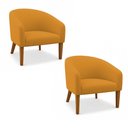 Ver imagem 2 de Poltrona Sala Decorativa Kit 2 Stella Pé Madeira Trapézio Castanho Bouclê D03 - D’Rossi