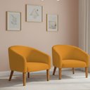 Ver imagem 1 de Poltrona Sala Decorativa Kit 2 Stella Pé Madeira Trapézio Castanho Bouclê D03 - D’Rossi