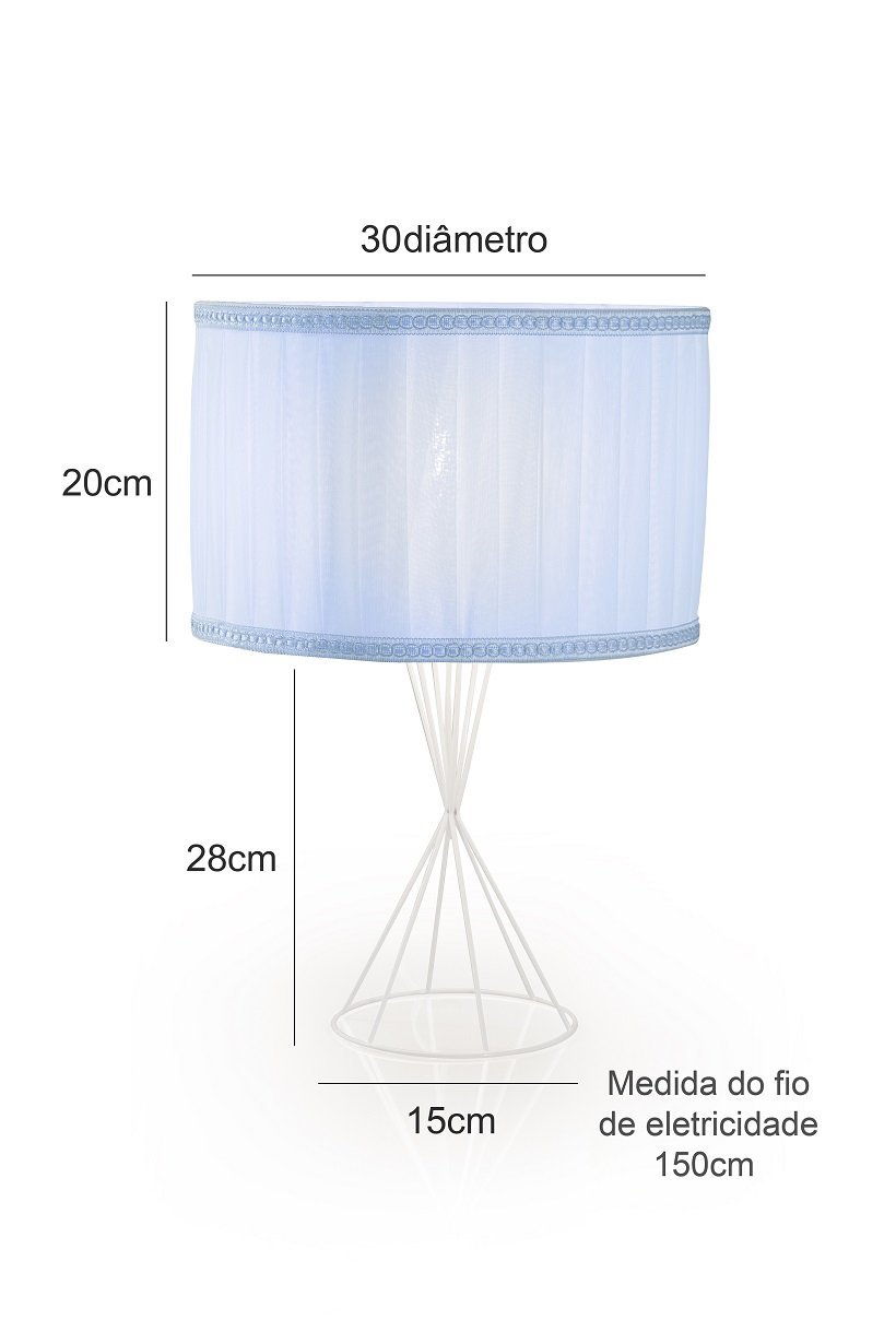 Abajur Luminária De Quarto Infantil AzulRosa:Azul - 3