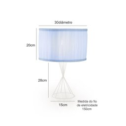 Abajur Luminária De Quarto Infantil AzulRosa:Azul - 3