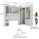Ver imagem 3 de Quarto Modulado Queen de Canto com Guarda-roupas Maleiro e Cabeceira Alpes Master Luciane Móveis