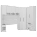 Ver imagem 2 de Quarto Modulado Queen de Canto com Guarda-roupas Maleiro e Cabeceira Alpes Master Luciane Móveis