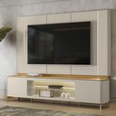 Ver imagem 1 de Rack com Painel para Tv até 75 Polegadas Santorini 2 Portas com Vidro e Led Tauari/off White - Linea