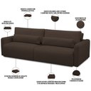 Ver imagem 4 de Sofá Retrátil Reclinável para Sala de Estar Living 210cm Sevilha F04 Veludo Marrom - Lyam Decor