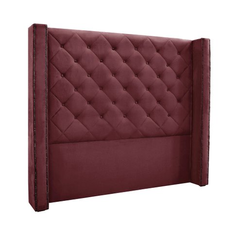 Cabeceira Cama Box Solteiro 90cm e Recamier Vicenza Veludo Vinho S04 - D'Rossi