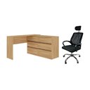 Ver mais imagens de Conjunto Escritório com Mesa em L 6 Gavetas e Cadeira Giratória Multimóveis MCR6116 Madeirado/