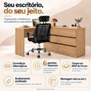 Ver imagem 3 de Conjunto Escritório com Mesa em L 6 Gavetas e Cadeira Giratória Multimóveis MCR6116 Madeirado/