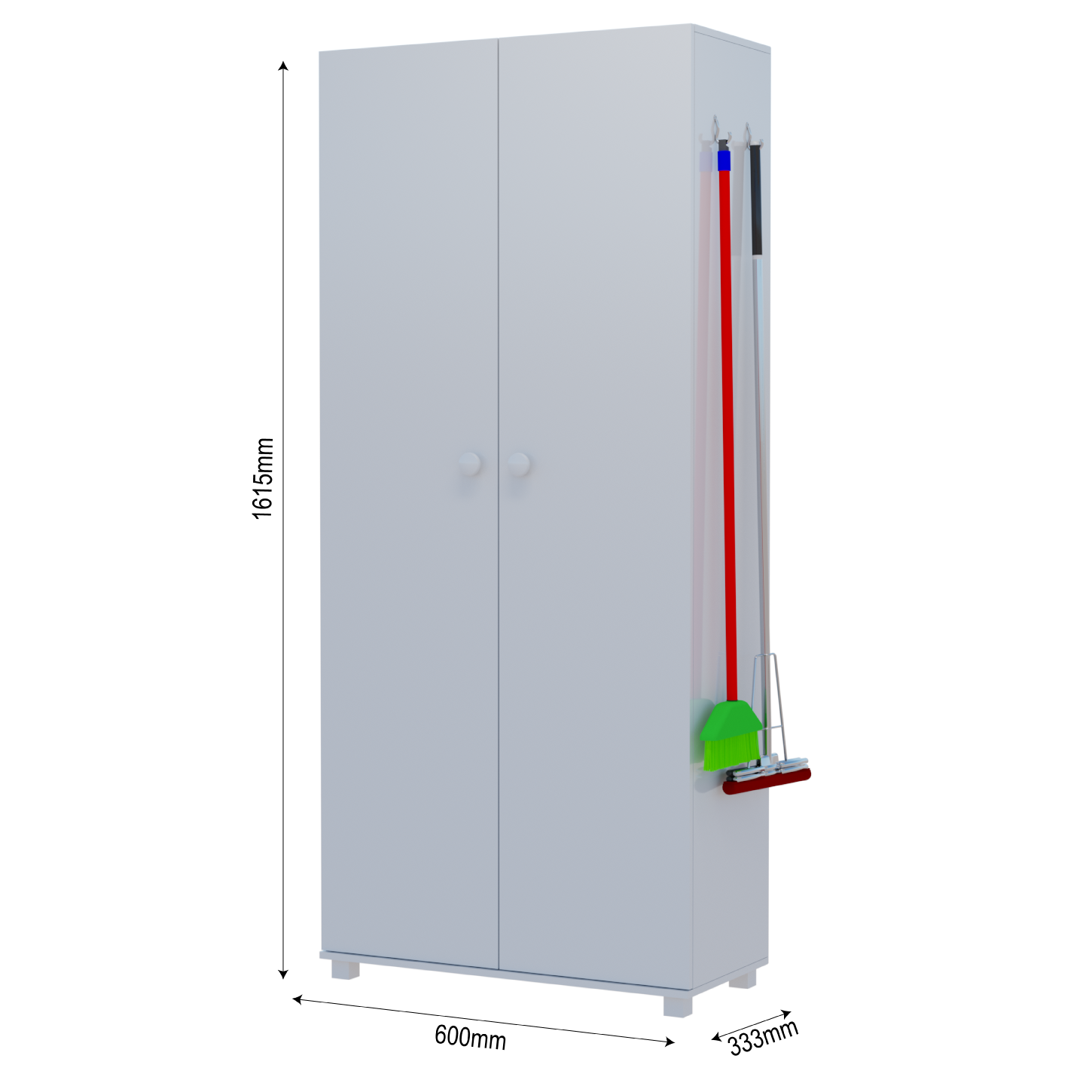 Armário Multiuso Organizador com 2 Portas para Lavanderia com Suporte para Vassouras e Rodos - 5