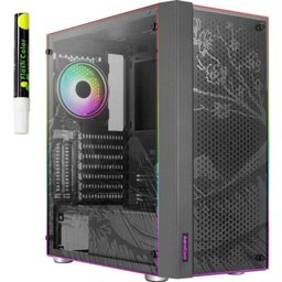 Gabinete Gamer Aerocool Skribble Preto Rgb Lateral Vidro - 1