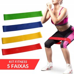 Faixa Elástica Fisioterapia Yoga Alongamento Pilates Kit 5 - 4