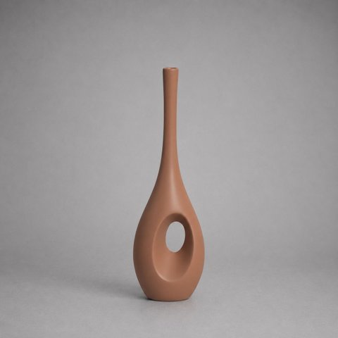 Garrafa Arabella Pequena Vaso Decorativo de Cerâmica para Sala e Mesa Mocha Mousse