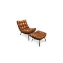Ver imagem 1 de Kit Poltrona e Puff Decorativo Costela Courino Nozes Caramelo - Montanaris Decor