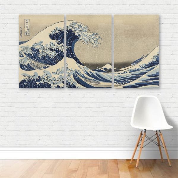 Quadro A Grande Onda de Kanagawa Arte Canvas 125x65cm - 2