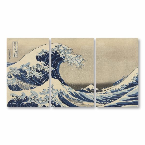Quadro A Grande Onda de Kanagawa Arte Canvas 125x65cm - 1