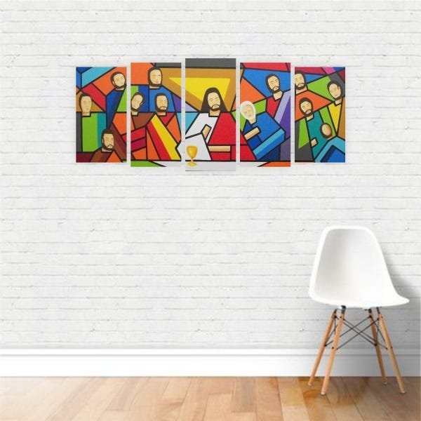 Quadro Religião Santa Ceia Moderna Colorida Canvas 155x65cm - 2