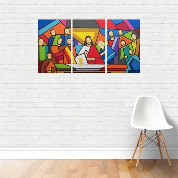 Quadro Religião Santa Ceia Moderna Colorida Canvas 125x65cm - 2