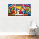 Ver imagem 2 de Quadro Religião Santa Ceia Moderna Colorida Canvas 125x65cm