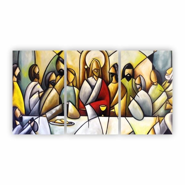 Quadro Religião Santa Ceia Moderna Jesus Canvas 125x65cm - 1