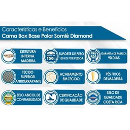 Cama Box Base Casal Universal Bordado Clean (138x188x25) - Polar - 2