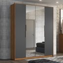 Ver imagem 2 de Guarda Roupa Casal Attore 4 Portas Amêndola/grafito com 2 Espelhos - Demartêz