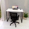 Mesa Home Office 100% Mdf 90x45 Cabe em Qualquer Lugar:branco C/ Pés Pretos - 1