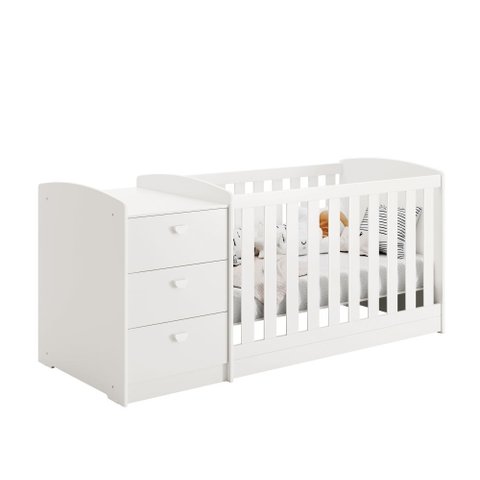 Berço Multifuncional 3 em 1 Atlanta - Reller:branco Brilho