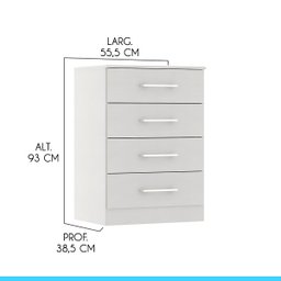 Cômoda Pequena com 4 Gavetas 55x93cm Mdp Branco 2007 Menu - 3