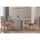 Ver imagem 1 de Sala Jantar Mesa Pietá Tampo C/ Vidro Curvo 120cm+4 Cadeiras Dakota Madeira Naturale/off White -