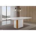Ver imagem 6 de Sala Jantar Mesa Pietá Tampo C/ Vidro Curvo 120cm+4 Cadeiras Dakota Madeira Naturale/off White -