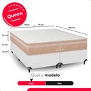Ver imagem 4 de Cama Box Queen Branco + Colchão Paris Molas Ensacadas Bege Couro Branco/bege