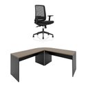 Ver imagem 2 de Mesa de Escritório em L 140x60cm com Conexão + Cadeira de Escritório Netflex Ergonômica Reclinável