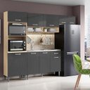 Ver imagem 3 de Cozinha Compacta Balcão com Tampo Atenas 6 Portas 2 Gavetas - Atacama / Grafite