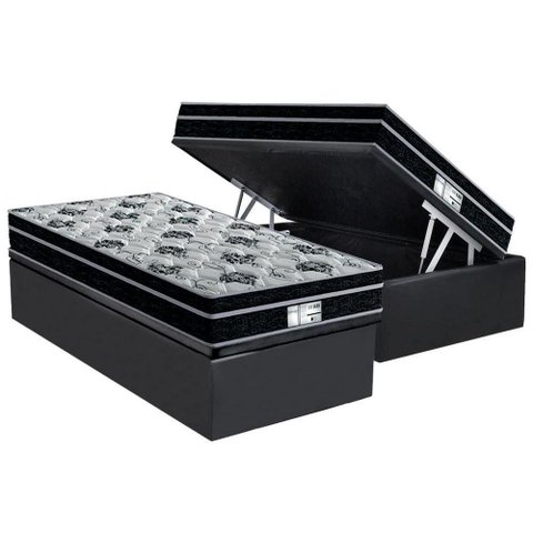 Cama Box Baú Crc Solteiro +Colchão Molas Bonnel Born Probel 88x188