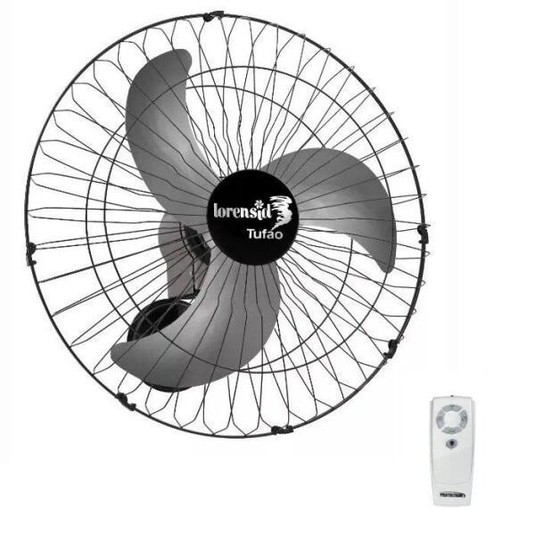 Ventilador de Parede com Controle Remoto Tufão 60cm Preto Bivolt Loren Sid - 1