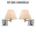 Ver imagem 1 de Kit 2 Arandela Articulável Cabeceira Vela Branco com Botão