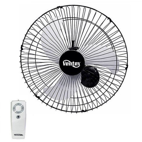 Ventilador de Parede 60cm com Controle Remoto Preto Tex6 Bivolt 210W Ventex