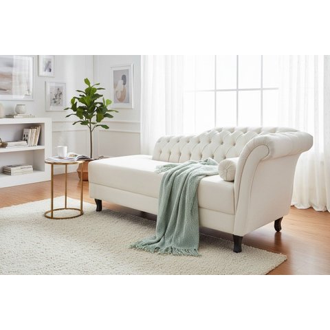 Recamier Decorativo Divã Styllus Lado Esquerdo Bouclé Marfim