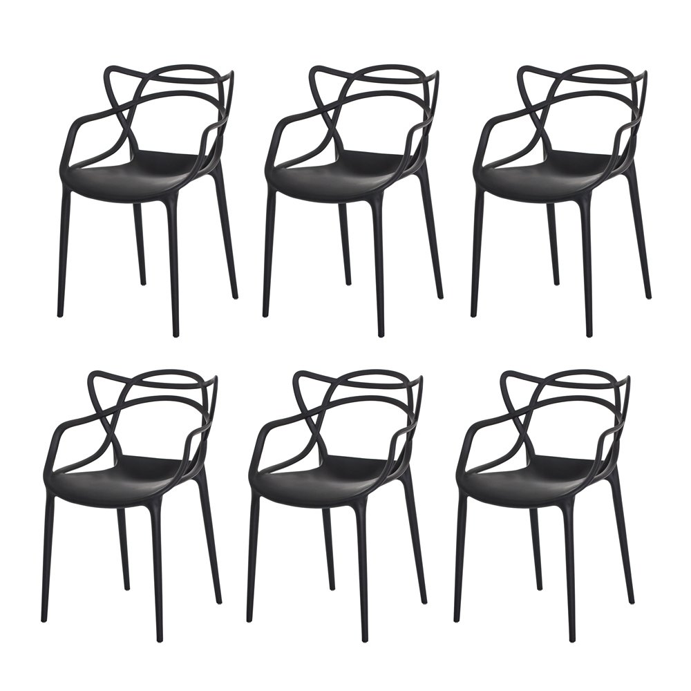 Kit 6 Cadeiras Allegra Sala de Jantar Preta - 1