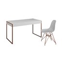 Ver imagem 2 de Escrivaninha Industrial Escritório Branca 137x53cm Malta com 1 Cadeira Eames Eiffel Branca Base Cobr